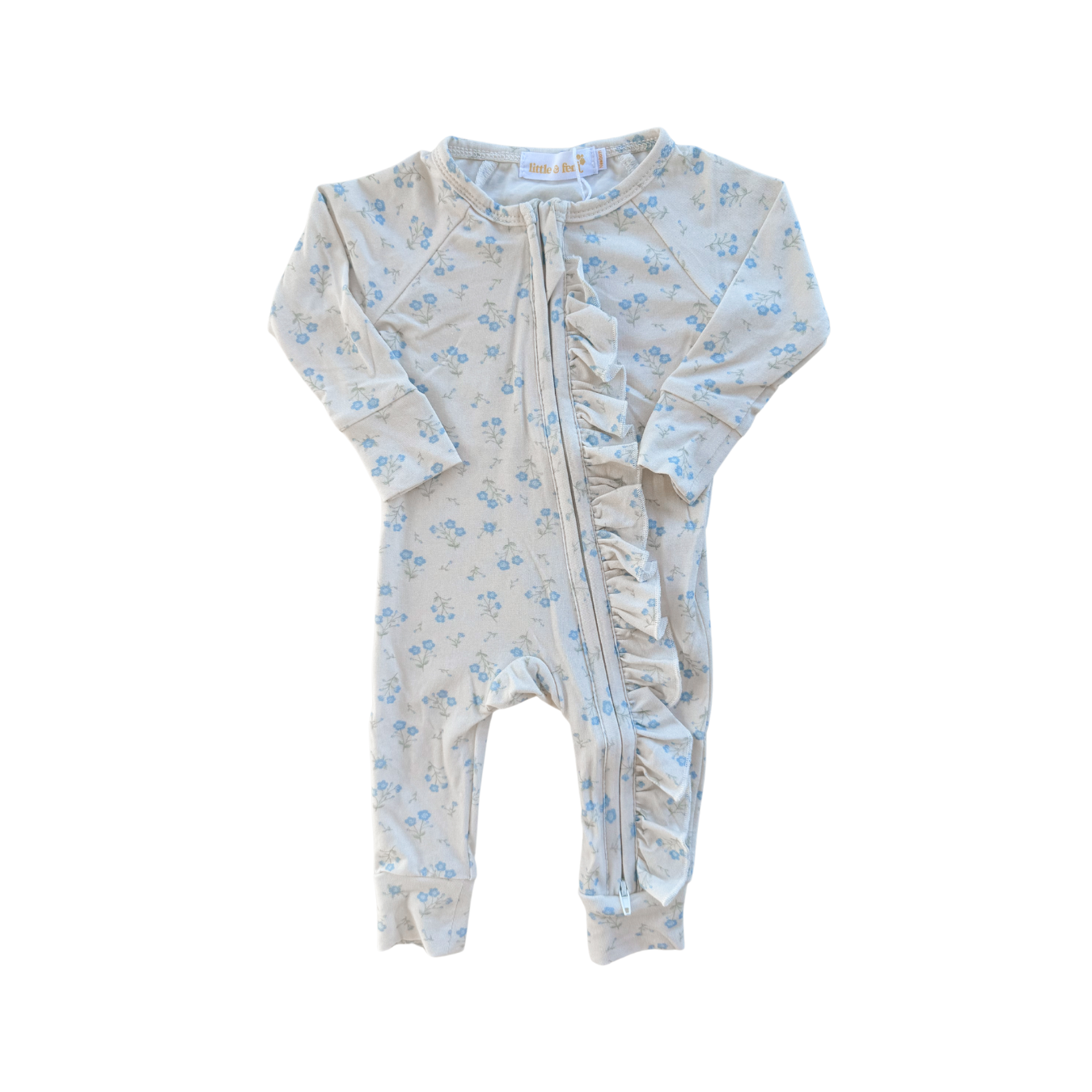 Frill Zip Romper - Blue Paisley