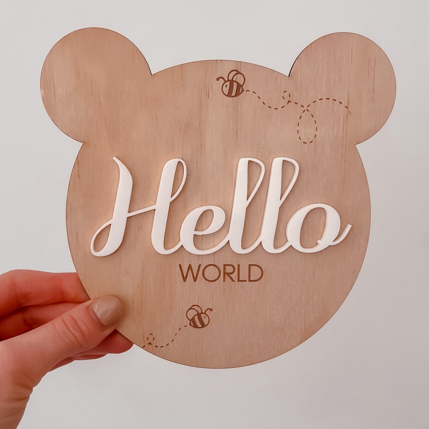 Hello World Plaque - Bear Shape