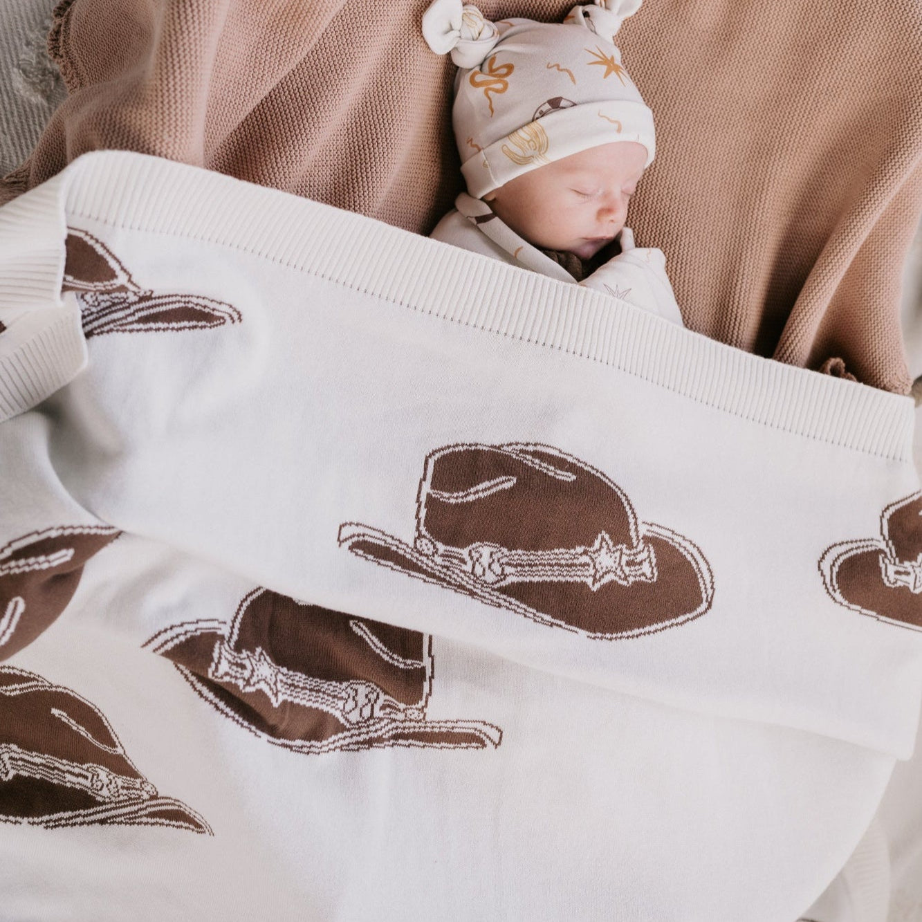 Knit Blanket - Cowboy Hats