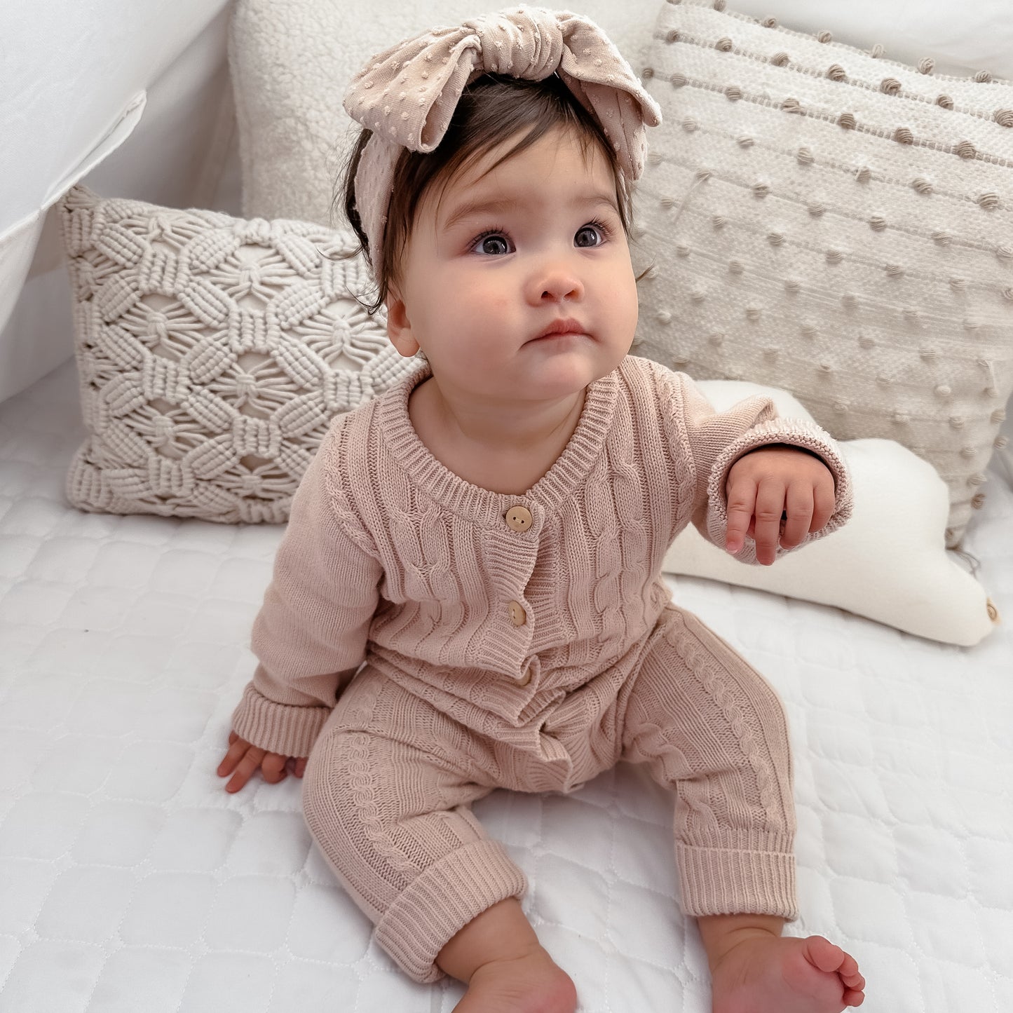 Cable Knit Romper - Oatmeal