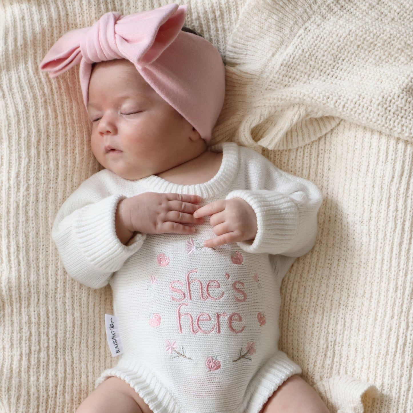 She’s Here Announcement Romper - Strawberry/Milk *MARCH PRE-ORDER