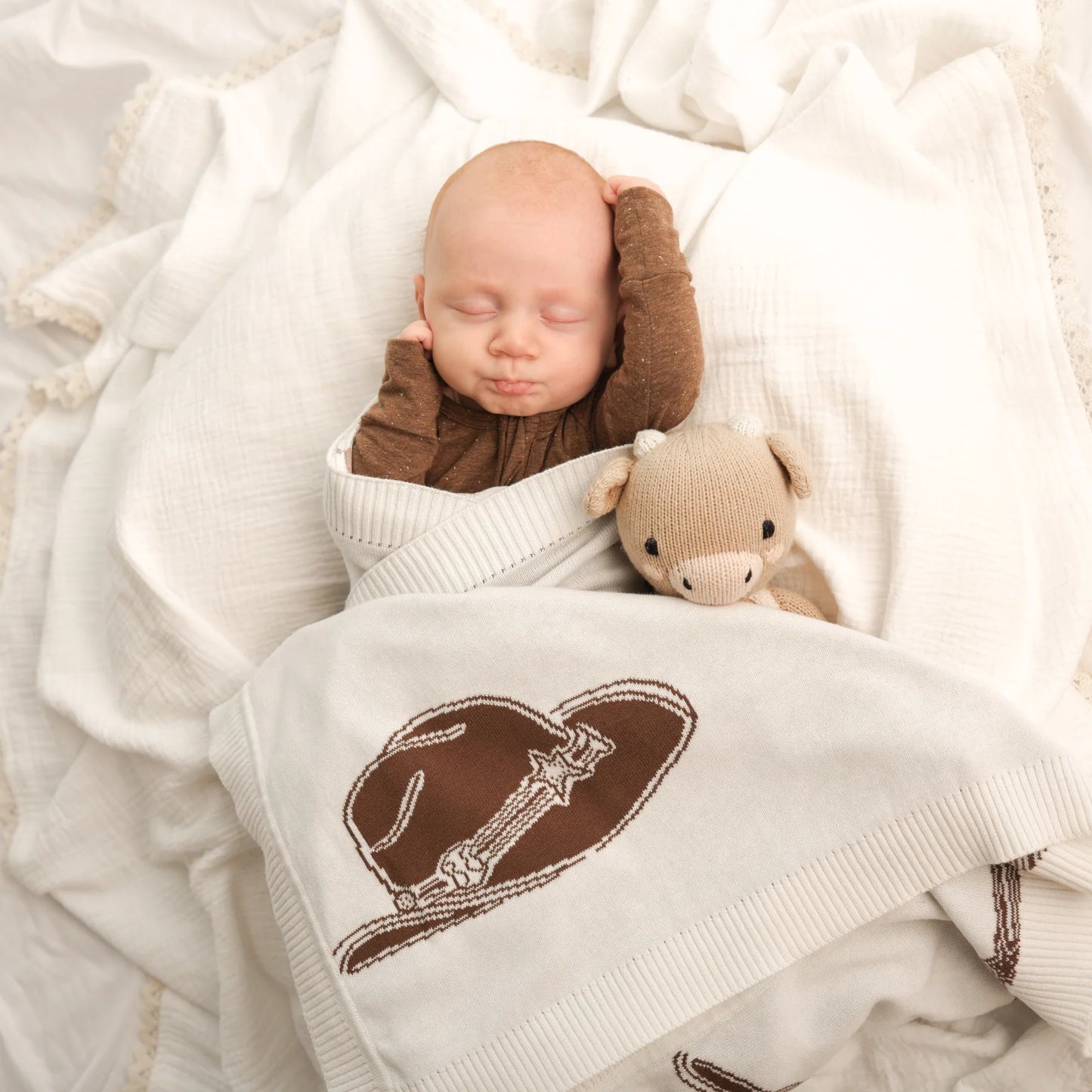 Knit Blanket - Cowboy Hats