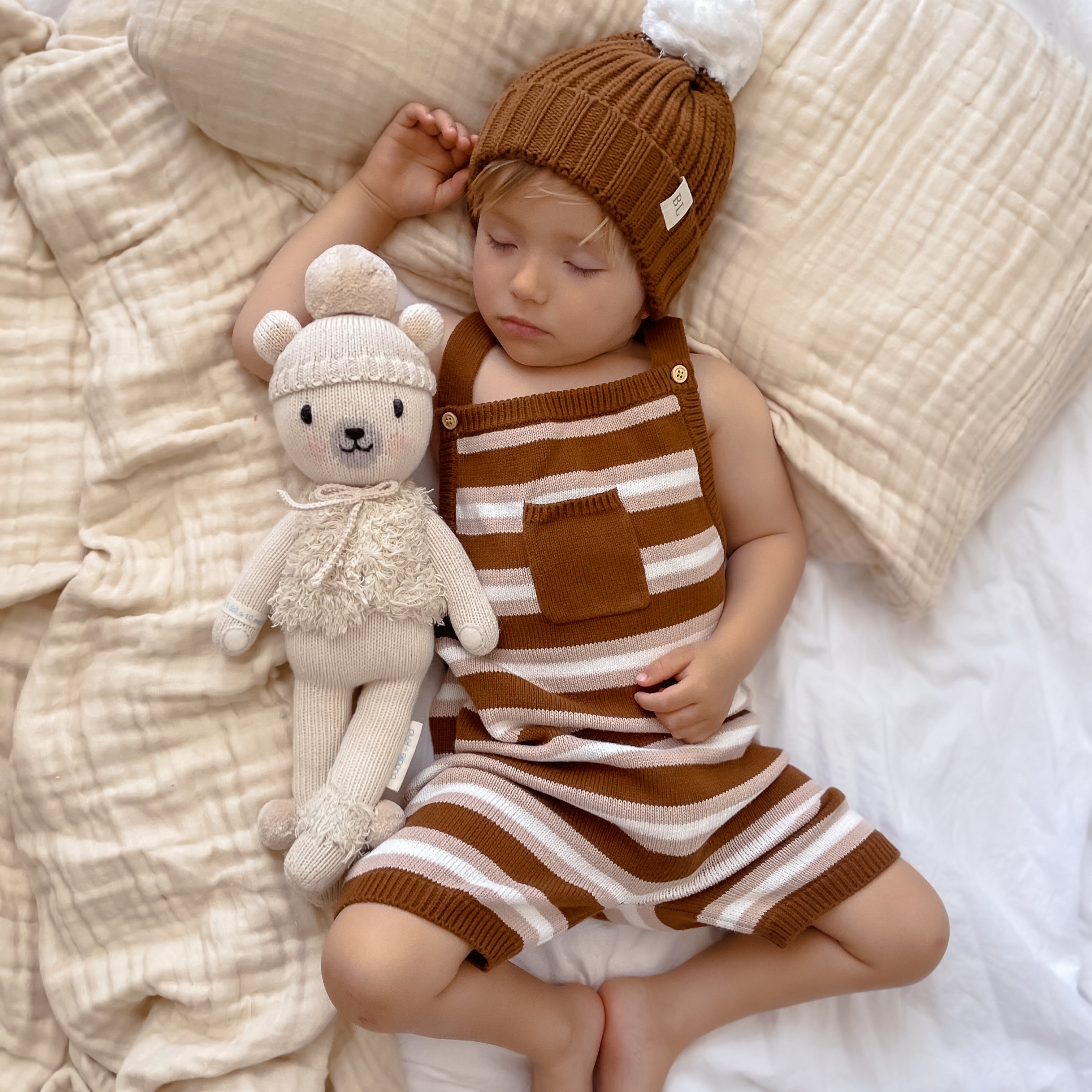 Stripe Knit Overalls Earth