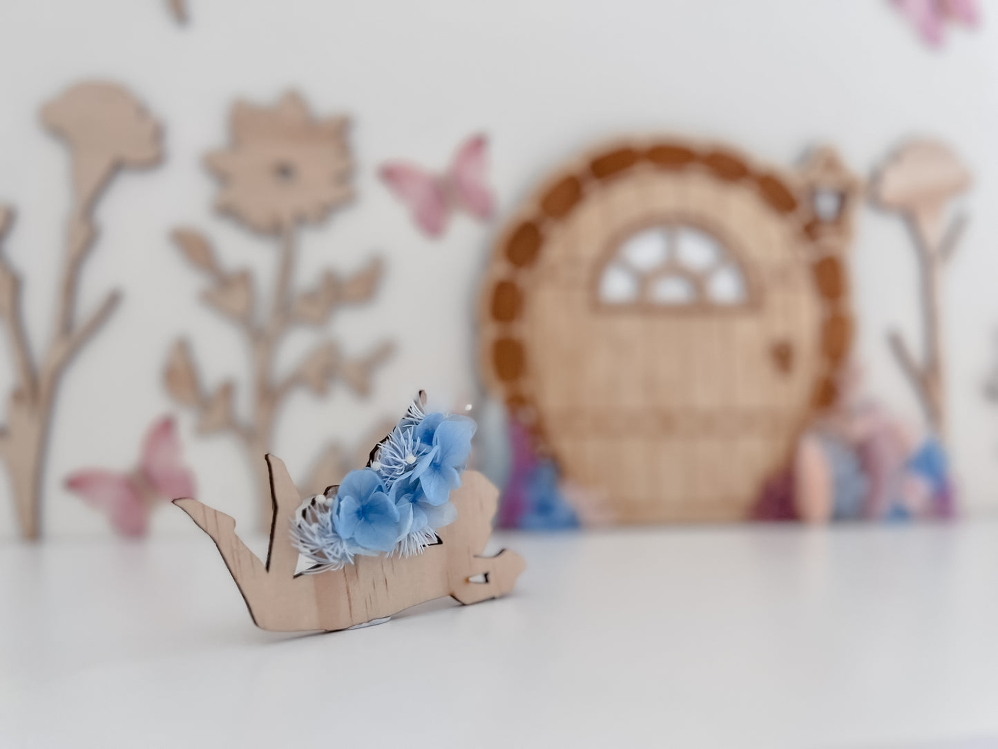 Wooden Fairy Children w/ dried flowers - Trio