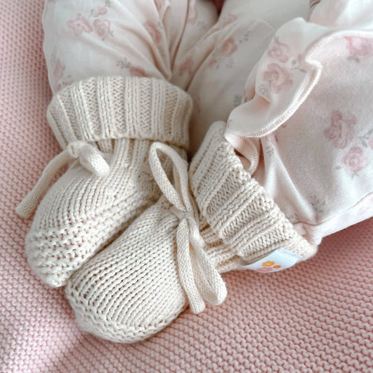 Knitted Booties - Cream